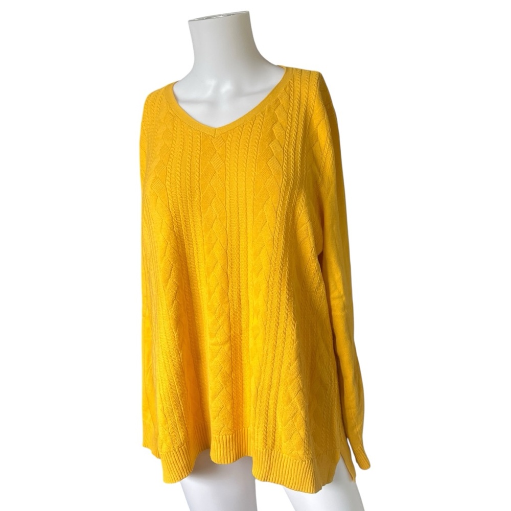 Talbots Yellow V Neck Sweater Colorful Cotton Career Womens Size Large L